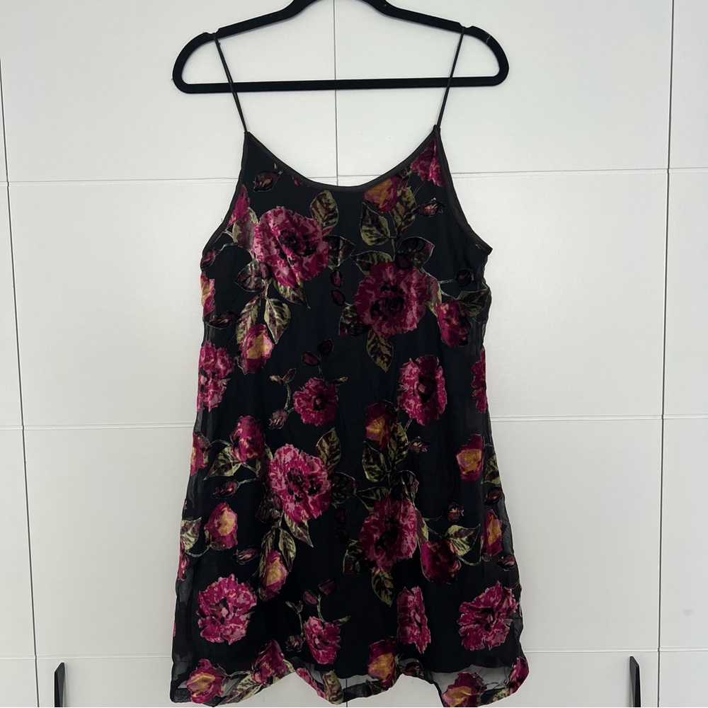 Velvet Floral Swing Dress